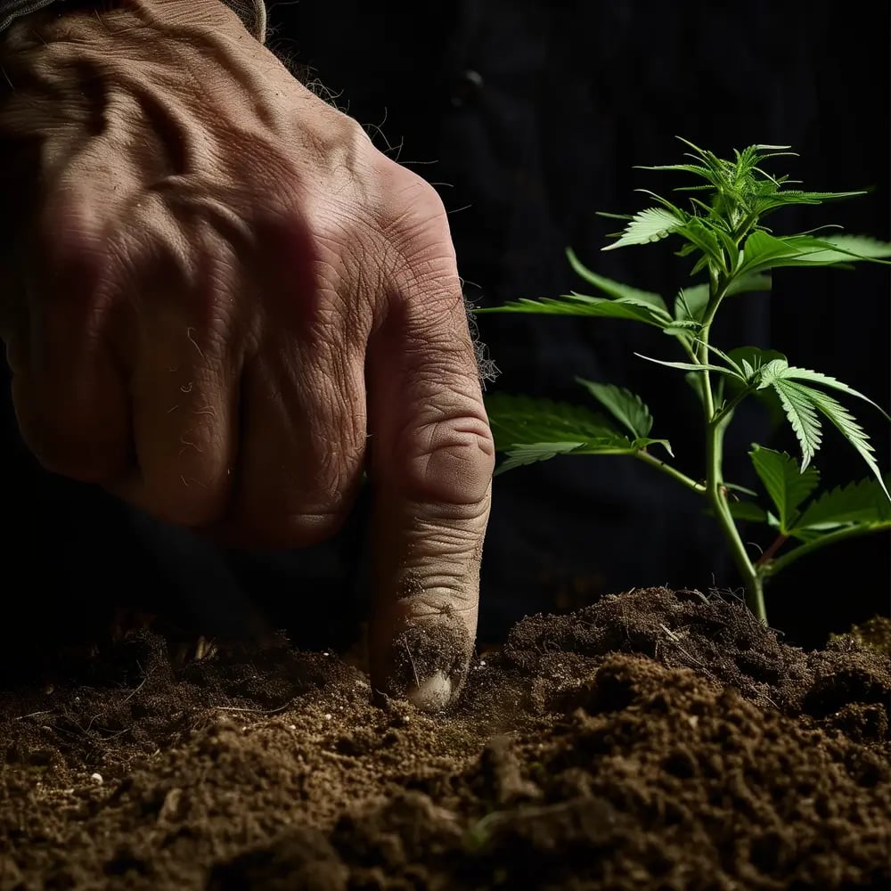 gardener testng soil with finger